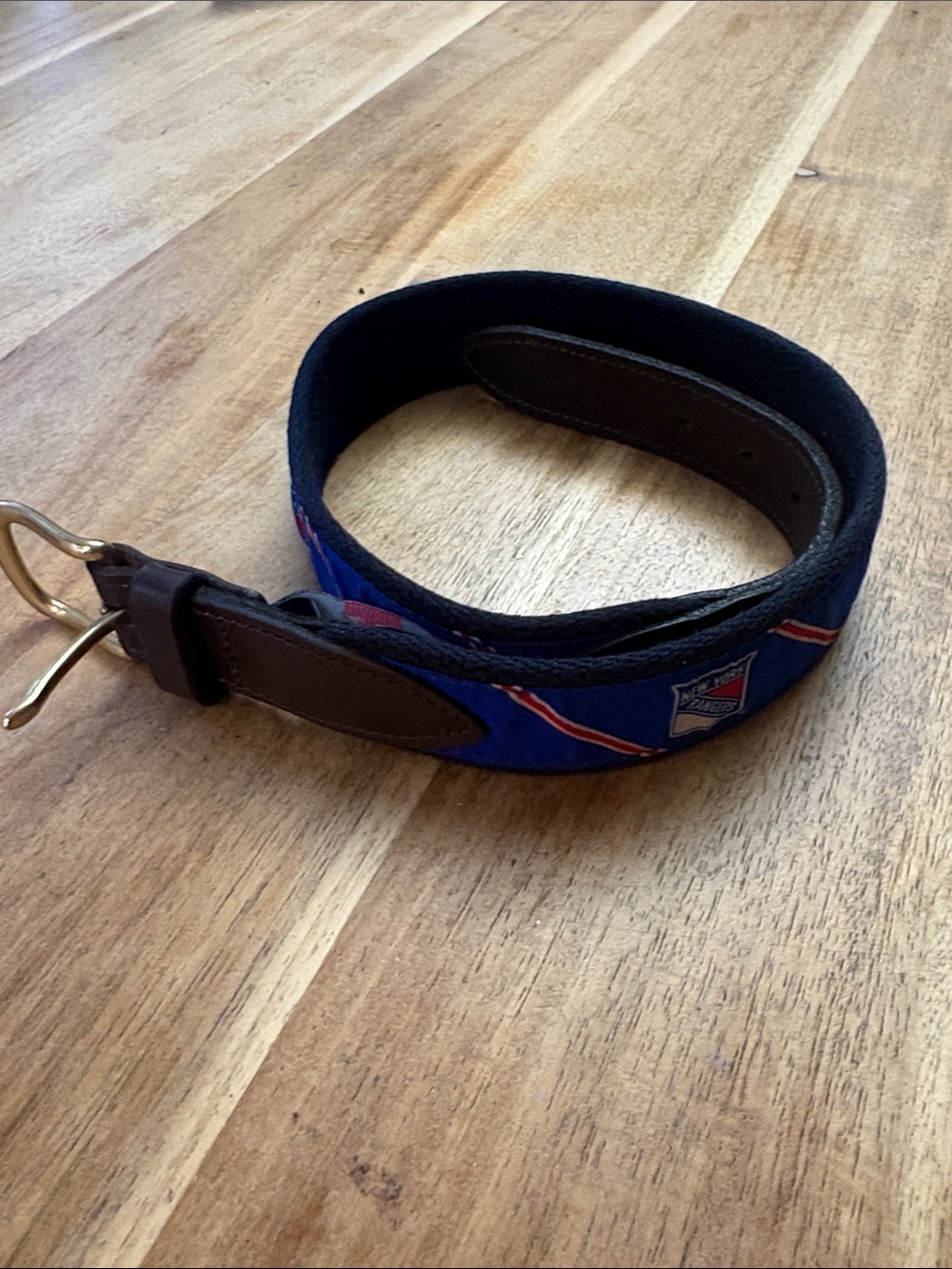 Vineyard Vines Royal Blue Kids Belt with Brown Leather Trim
